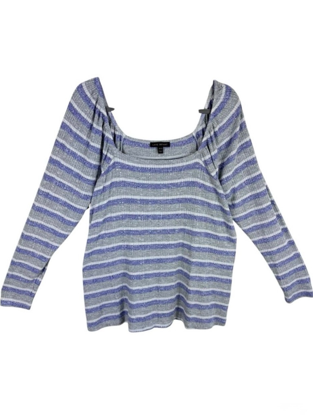 Lane Bryant Striped Ribbed‎ Knit Lightweight Square Neck Stretchy Blouse Size 20